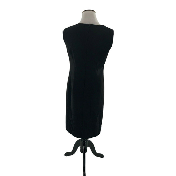 Ellen Tracy Dress Womens 8 Shift Black Sleeveless Back Zip Embellished Neckline - Picture 3 of 8